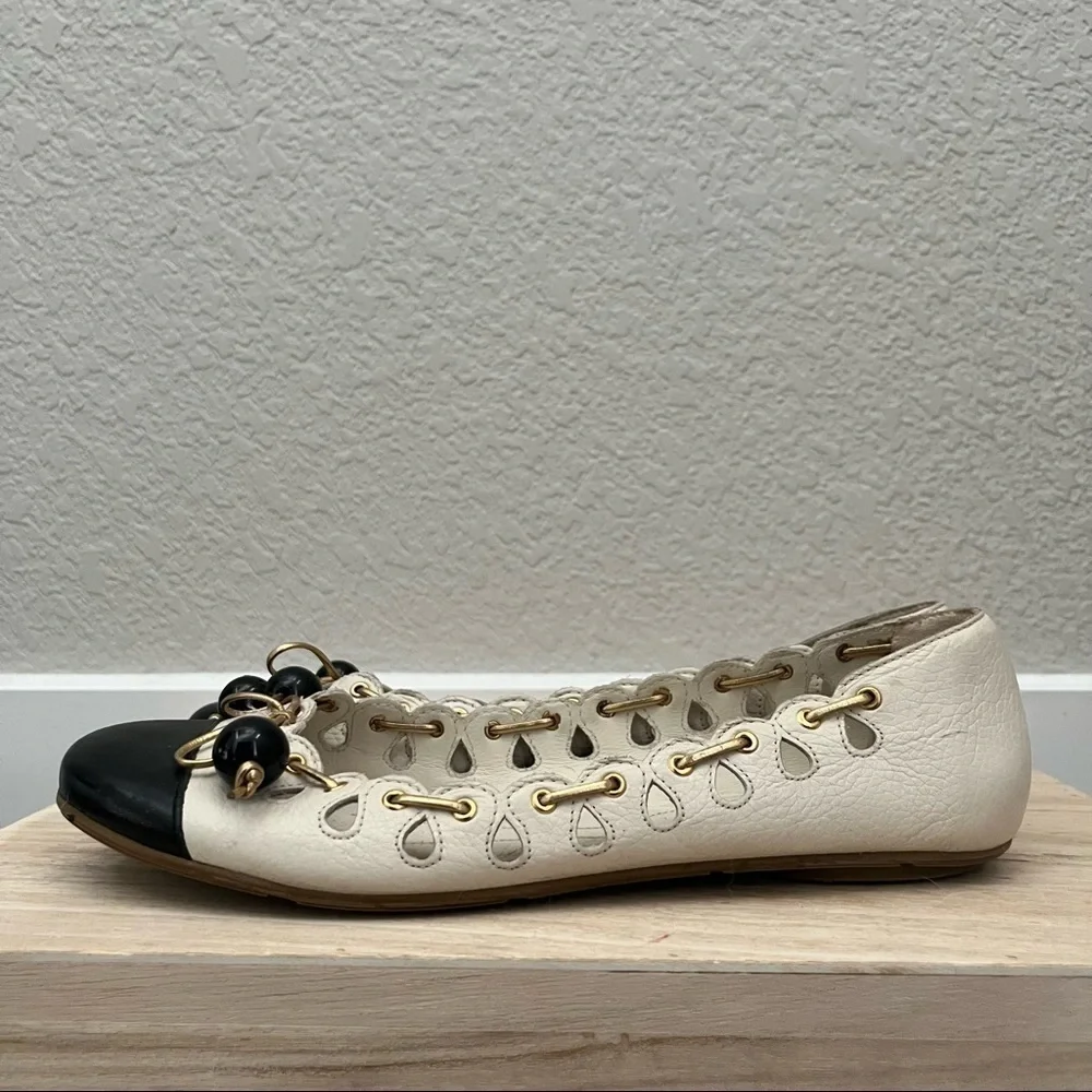 Kate Spade RARE Bauble Black Cap Toe Ballet‎ Flats 6.5
